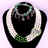 Green Pearl 1946 Rose Inc Links Sorority Jewelry Set Women Gift