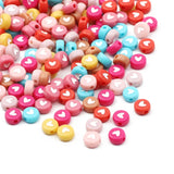 Heart Pattern Round Flat 4x7mm Acrylic Beads 100pcs