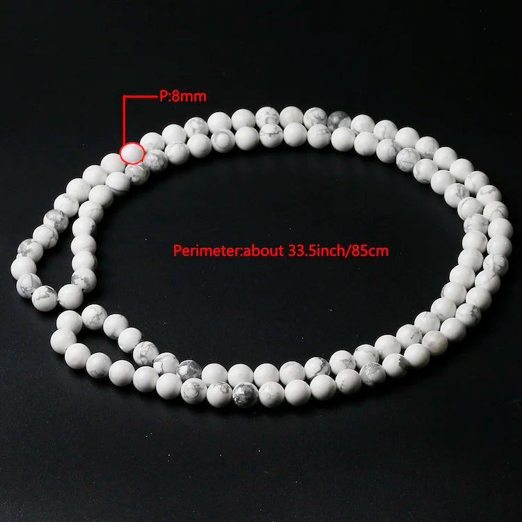 Howlite 8MM Bead Necklace Natural Stone Jewelry Gift