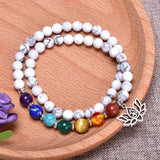 Howlite Charm Bracelet Natural Stone Bead Stretch Chakra Bracelet