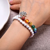 Howlite Charm Bracelet Natural Stone Bead Stretch Chakra Bracelet