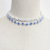 Pearls Beaded Choker Classic Letter Beads Necklace For Women Charm Jewelry