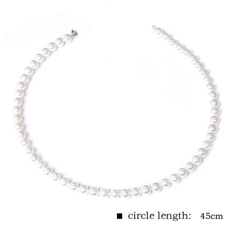 Round Pearl Necklace Shell Beaded Necklaces Mother of Pearl Shell Chockers