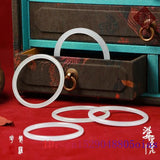 Jade Bangle Bracelet Natural Chinese Amulet Carved Jadeite Gemstone Charm