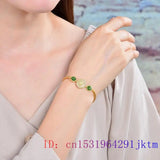 Vintage Jade Blessing Bracelet Natural Chalcedony Chinese Bangle 925 Silver
