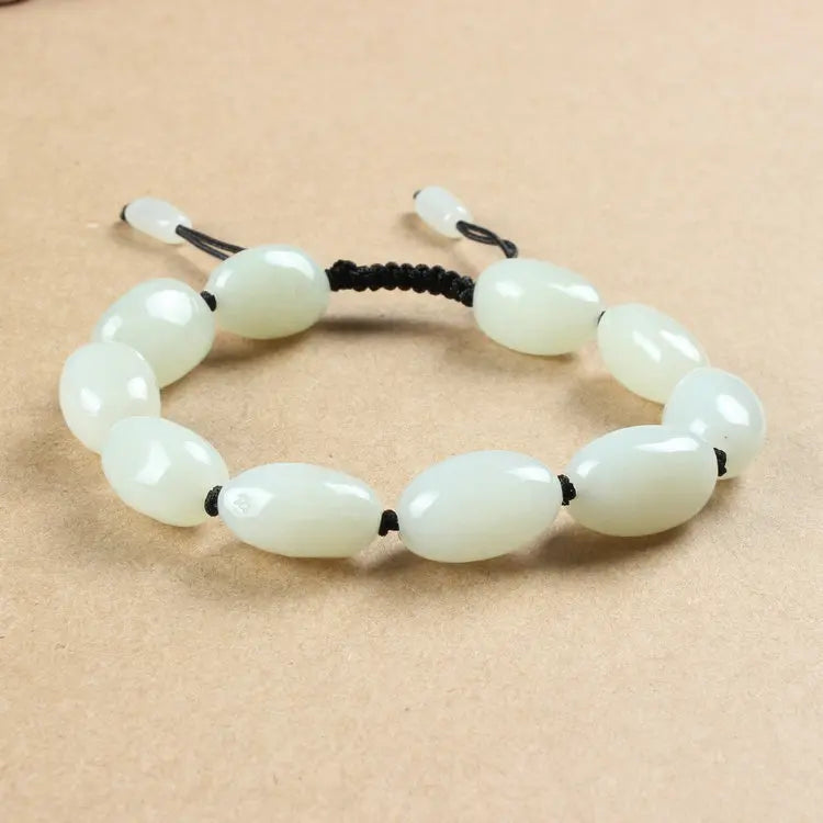 Jade Bracelet Beads Jadite Bracelets Round Bangle for Men Women Charm Jewelry
