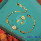 925 Silver Natural Chalcedony Jade Bracelet Bangle