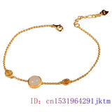 925 Silver Natural Chalcedony Jade Bracelet Bangle