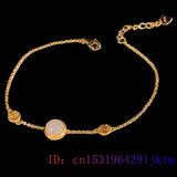 925 Silver Natural Chalcedony Jade Bracelet Bangle