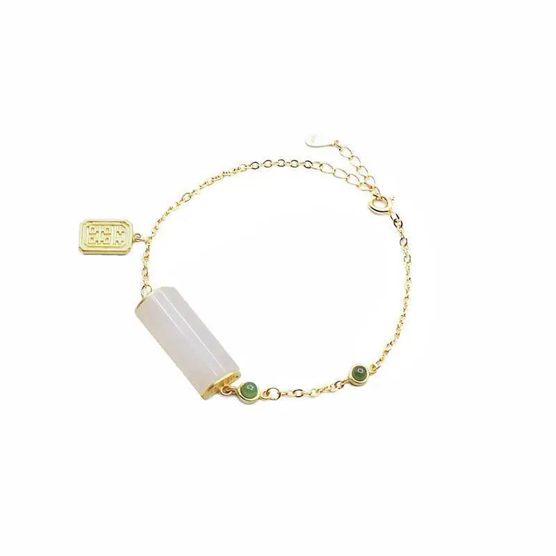 Vintage Natural Chalcedony Bangle 925 Silver