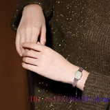 Natural Chalcedony Bracelet 925 Silver Men's Talisman Chinese Bangle