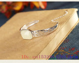 Natural Chalcedony Bracelet 925 Silver Men's Talisman Chinese Bangle