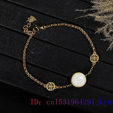 Real 925 Silver Chalcedony Jade Bracelet Vintage Bangle