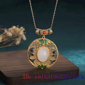 Jade Carp Pendant Chalcedony Amulets Natural Necklace Gemstones