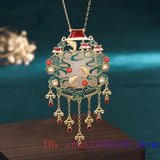 Jade Carp Pendant Necklace Choker Natural Men Jewelry Vintage 925 Silver