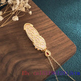 Jade Cheongsam Pendant 925 Silver Zircon Amulet Necklace Chalcedony Jewelry