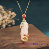 Jade Cheongsam Pendant Necklace 925 Silver Zircon Chalcedony Jewelry
