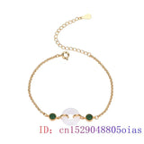 Jade Donut Bracelet 925 Silver Carved Amulet Jewelry Chinese Charms Talismans