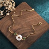 Jade Donut Bracelet 925 Silver Carved Amulet Jewelry Chinese Charms Talismans
