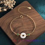 Jade Donut Bracelet 925 Silver Carved Amulet Jewelry Chinese Charms Talismans