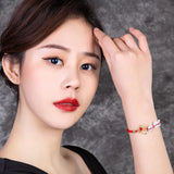 Natural Chalcedony Jade Donut 925 Silver Bracelet