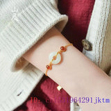 925 Silver Chalcedony Jade Donut Bracelet Talisman