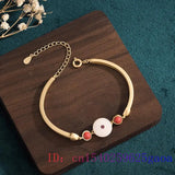 Vintage Chinese Jade Donut Bracelet 925 Silver Bangle