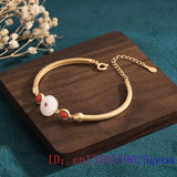 Vintage Chinese Jade Donut Bracelet 925 Silver Bangle