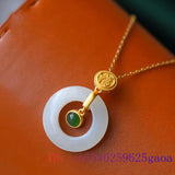 Jade Donut Pendant 925 Silver Chalcedony Necklace