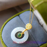 Jade Donut Pendant 925 Silver Chalcedony Necklace