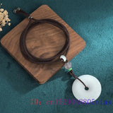Jade Donut Pendant Necklace Natural Chinese Stone for Women