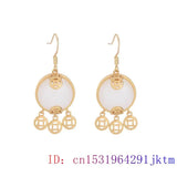 Jade Zircon Earrings 925 Silver Chalcedony Women Charm Gemstone