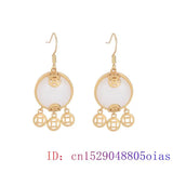 Natural Jade Earrings Women 925 Silver