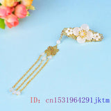 Vintage Jade Flower Barrette 925 Silver Talismans Hair Clip