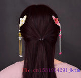 Vintage Jade Flower Barrette 925 Silver Talismans Hair Clip