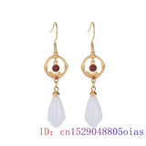 Jade Flower Earrings Zircon Crystal Chalcedony 925 Silver
