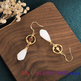 Jade Flower Earrings Zircon Crystal Chalcedony 925 Silver