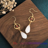 Jade Flower Earrings Zircon Crystal Chalcedony 925 Silver