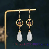 Jade Flower Earrings Zircon Crystal Chalcedony 925 Silver