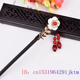 Jade Flower Hairpin 925 Silver Gemstone Amulets