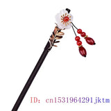 Jade Flower Hairpin 925 Silver Gemstone Amulets