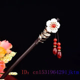 Jade Flower Hairpin 925 Silver Gemstone Amulets