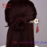 Jade Flower Hairpin 925 Silver Gemstone Amulets