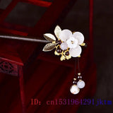 Jade Flower Hairpin 925 Silver Jewelry for Women