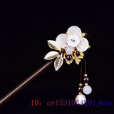 Jade Flower Hairpin 925 Silver Jewelry for Women
