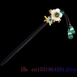 Jade Flower Hairpin 925 Silver Chinese Accessories Jewelry Gift Hair Sticks