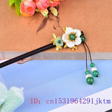 Jade Flower Hairpin 925 Silver Chinese Accessories Jewelry Gift Hair Sticks