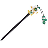 Jade Flower Hairpin 925 Silver Chinese Accessories Jewelry Gift Hair Sticks