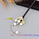 Jade Flower Hairpin 925 Silver Natural Gemstone Hair Sticks