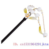 Jade Flower Hairpin 925 Silver Natural Gemstone Hair Sticks